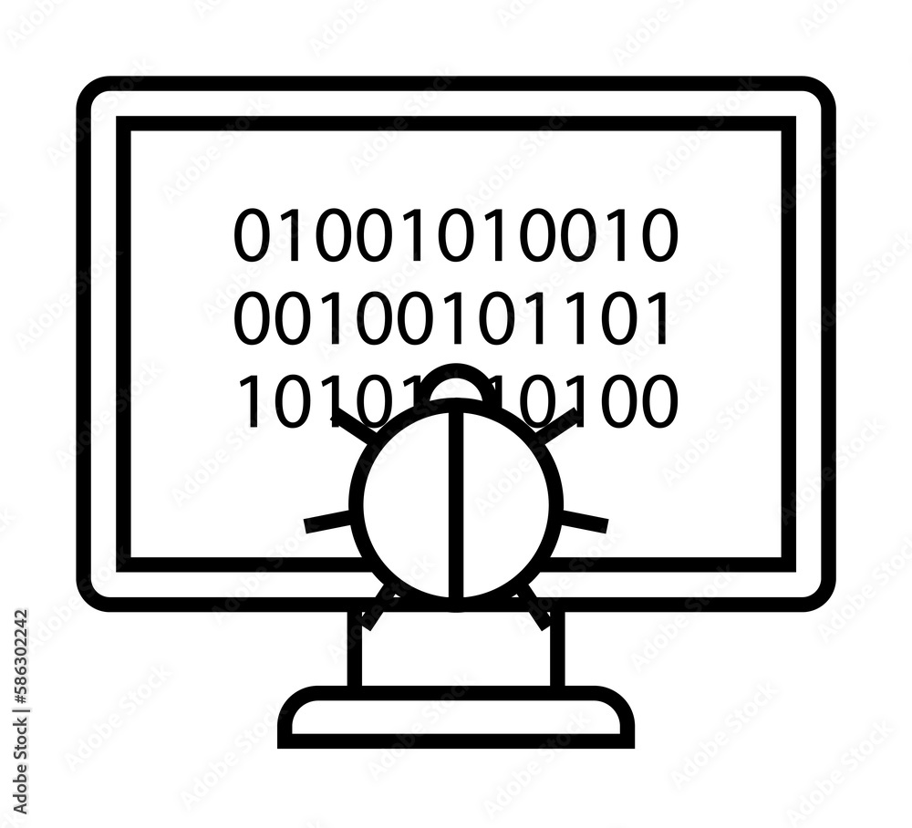 Aufkleber beetle in the digital space icon. element of cyber security icon for mobile concept and web apps. th