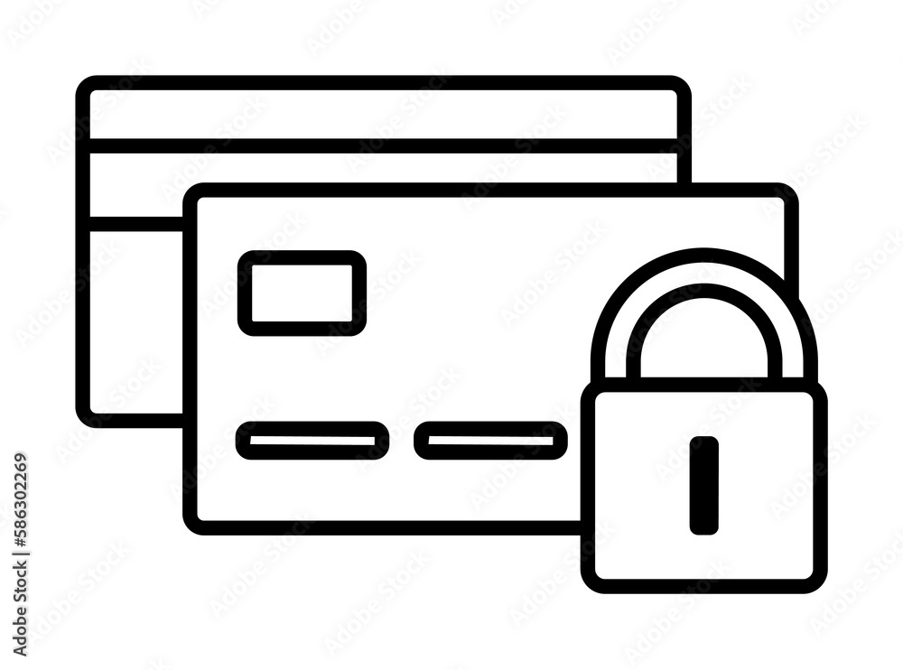 Poster lock credit cards icon. element of cyber security icon for mobile concept and web apps. thin line lo