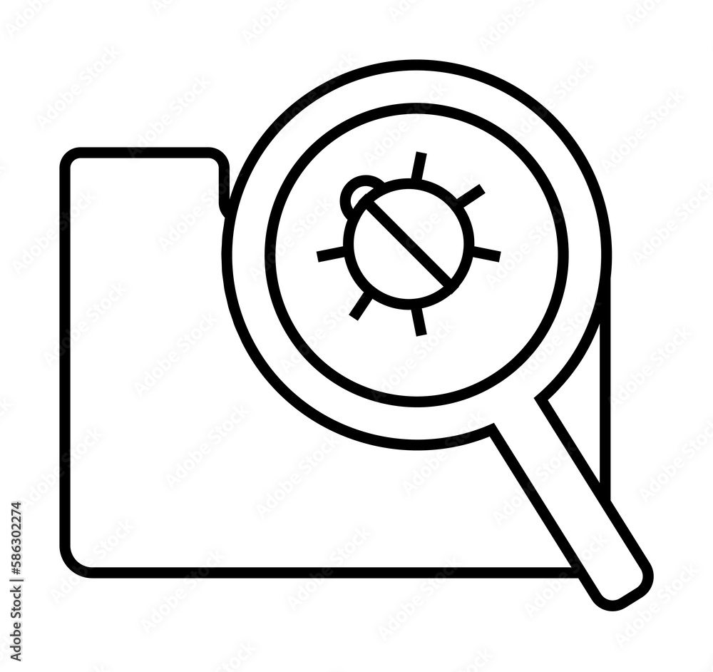 Aufkleber beetle under the folder magnifier icon. element of cyber security icon for mobile concept and web ap