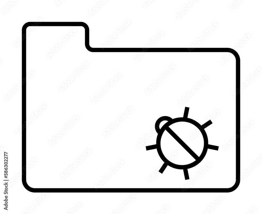 Aufkleber beetle in a folder icon. element of cyber security icon for mobile concept and web apps. thin line b