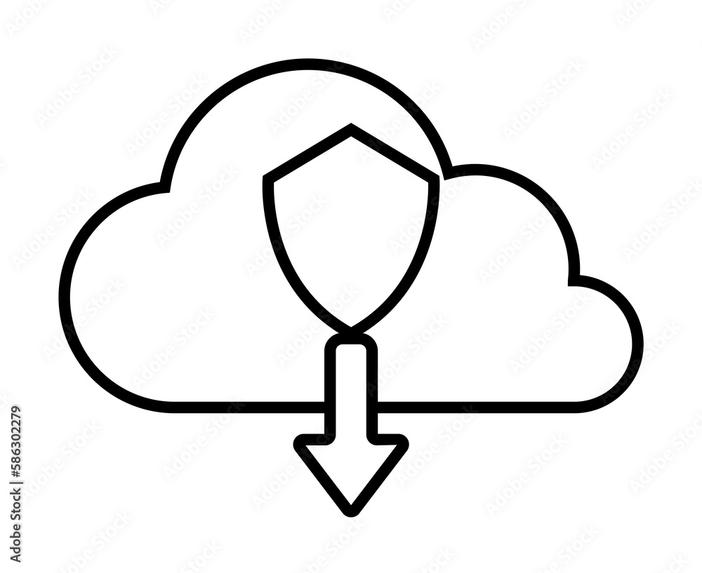 Poster shield in the cloud download icon. element of cyber security icon for mobile concept and web apps. t