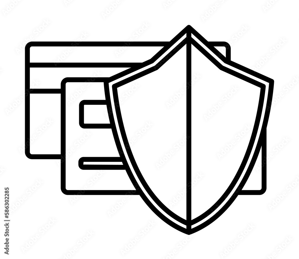 Poster shield in credit cards icon. element of cyber security icon for mobile concept and web apps. thin li