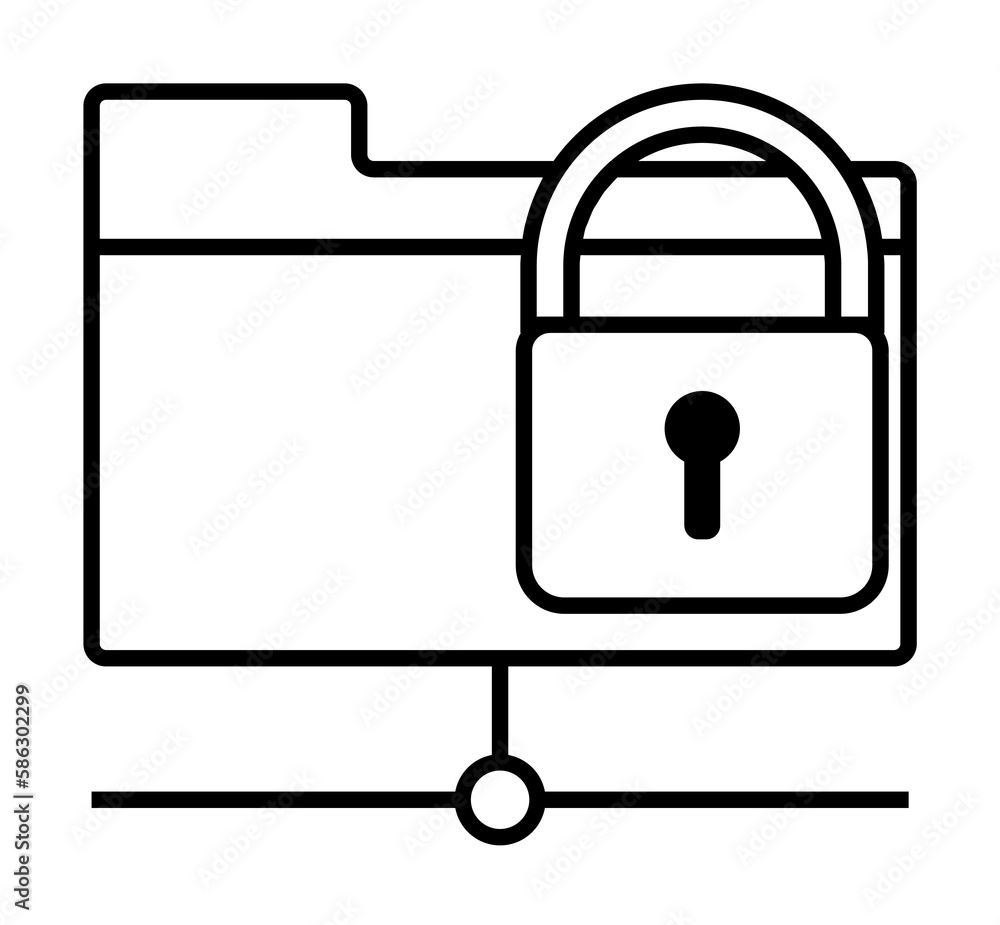 Aufkleber lock in the system folder icon. element of cyber security icon for mobile concept and web apps. thin