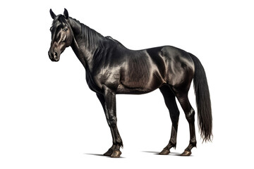 Fototapeta na wymiar Elegant black horse on a transparent background for decorating projects. generative AI