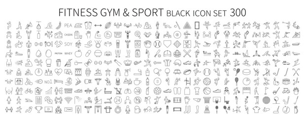 Icon set related to fitness gyms and sports