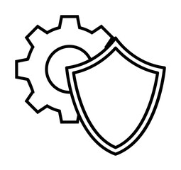 shield in gear icon. Element of cyber security icon for mobile concept and web apps. Thin line shield in gear icon can be used for web and mobile