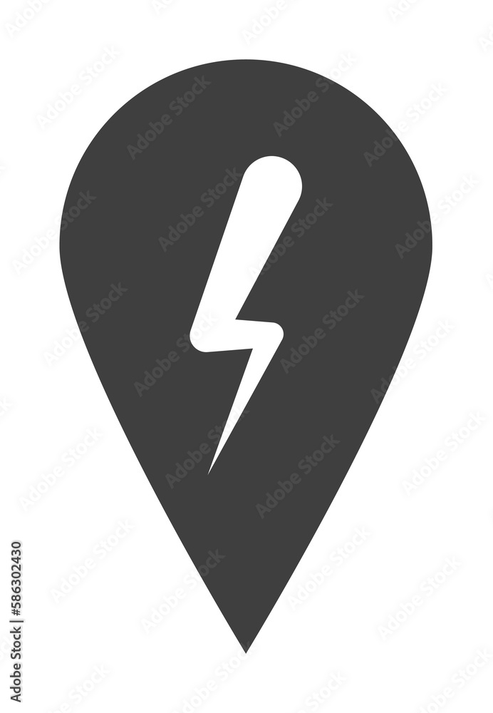 Poster lightning on pin icon. one of the collection icons for websites, web design, mobile app