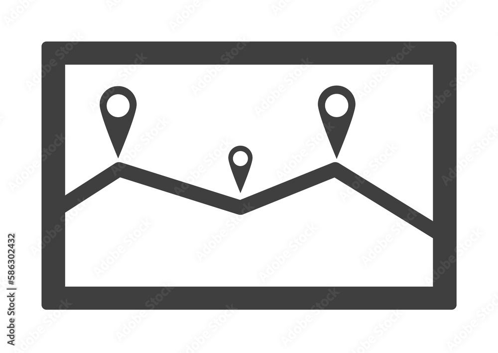 Poster pins on navigation icon. one of the collection icons for websites, web design, mobile app