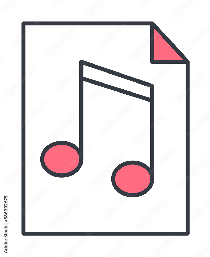 Aufkleber music file icon. element of web icon with one color for mobile concept and web apps. thin line music