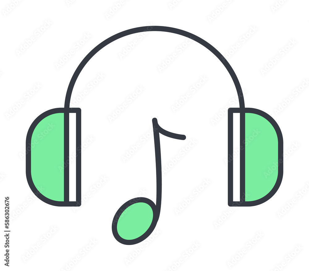 Poster headphones with music icon. element of web icon with one color for mobile concept and web apps. thin