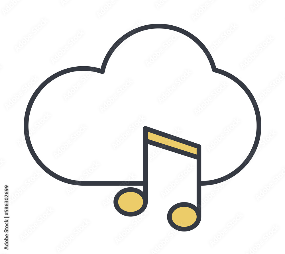 Poster musical cloud icon. element of web icon with one color for mobile concept and web apps. thin line mu