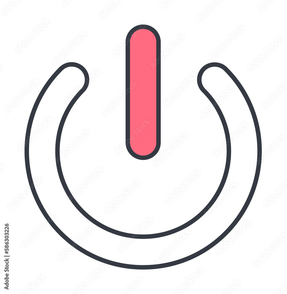 Aufkleber power button icon. element of web icon with one color for mobile concept and web apps. thin line pow