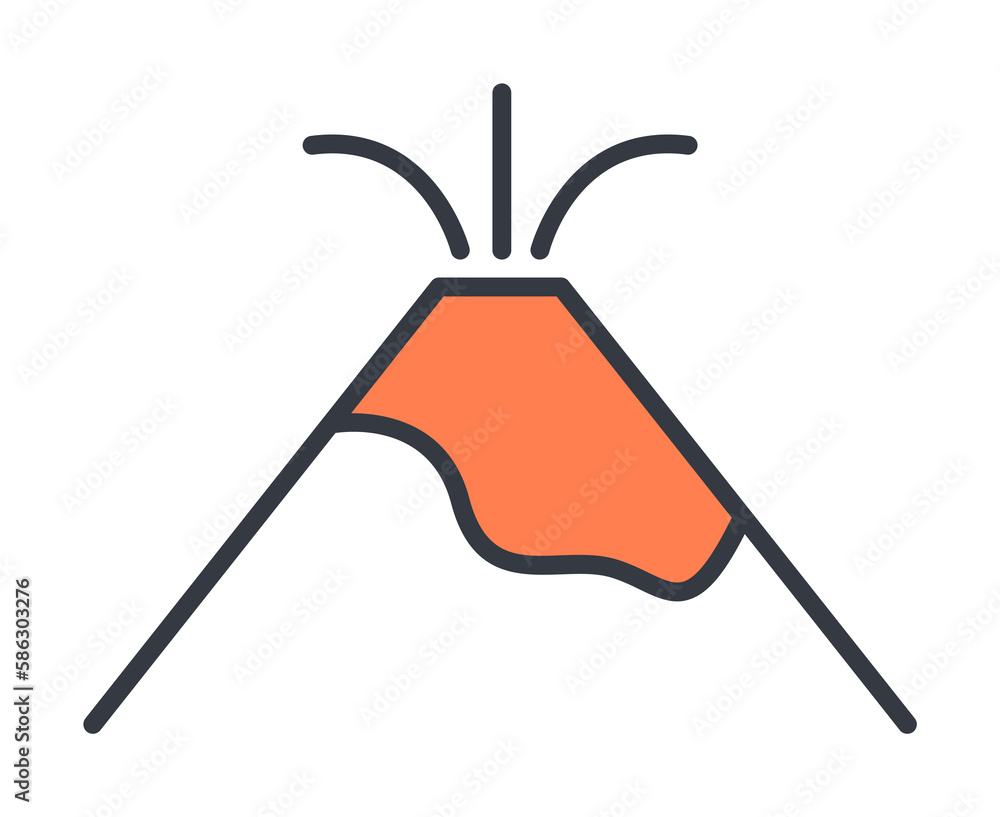Poster volcano icon. element of web icon with one color for mobile concept and web apps. thin line volcano 