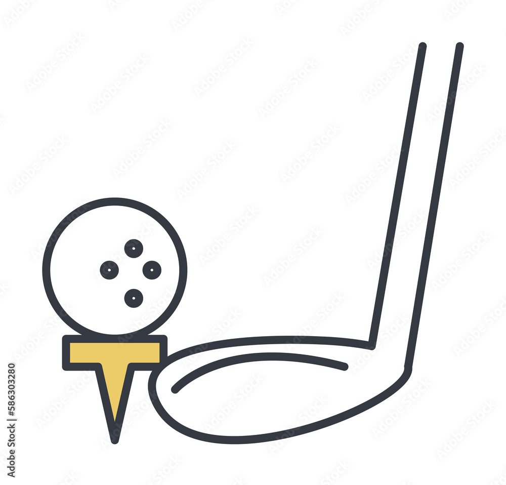 Poster golf club with ball icon. element of web icon with one color for mobile concept and web apps. thin l