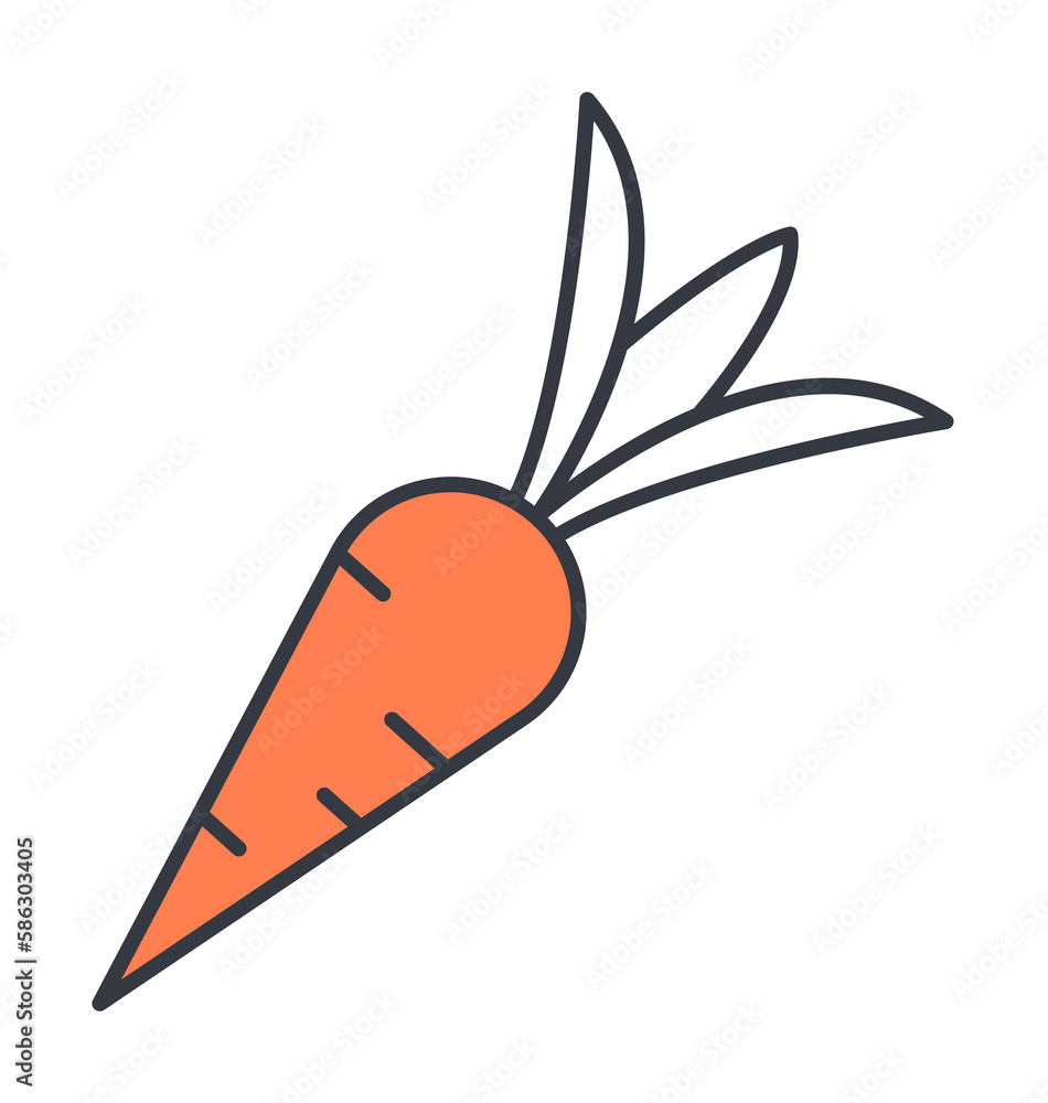 Aufkleber carrot icon. element of web icon with one color for mobile concept and web apps. thin line carrot ic