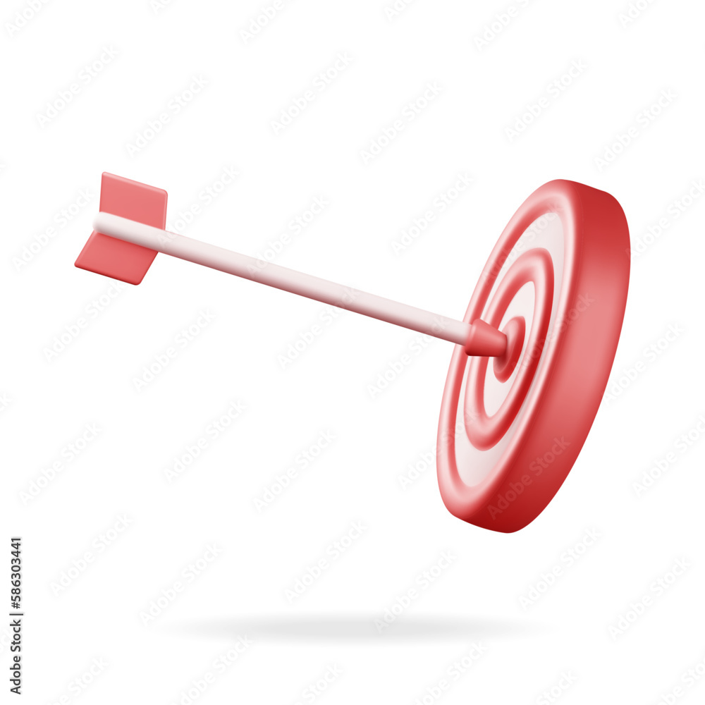 Aufkleber 3d target with arrow in center icon isolated on white. render dartboard with arrow. goal setting. sm
