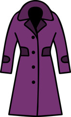 Coat without collar flat vector illustration