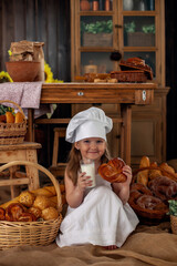 Chef: Wearing Chef's Hat and Having Glass of Milk
