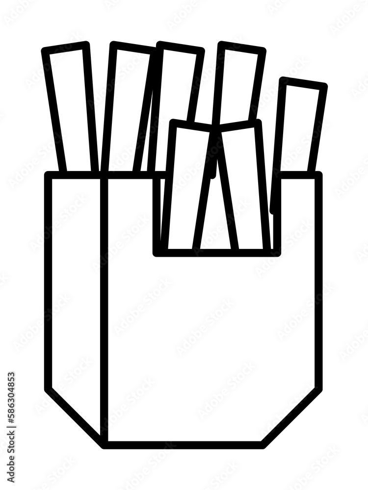Poster french fries icon. element of fast food for mobile concept and web apps icon. thin line icon for web