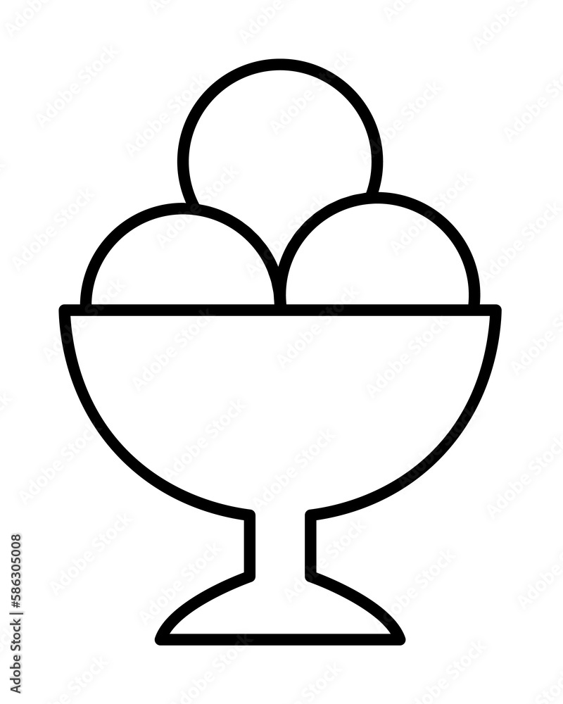 Poster ice-cream in glass icon. element of fast food for mobile concept and web apps icon. thin line icon f