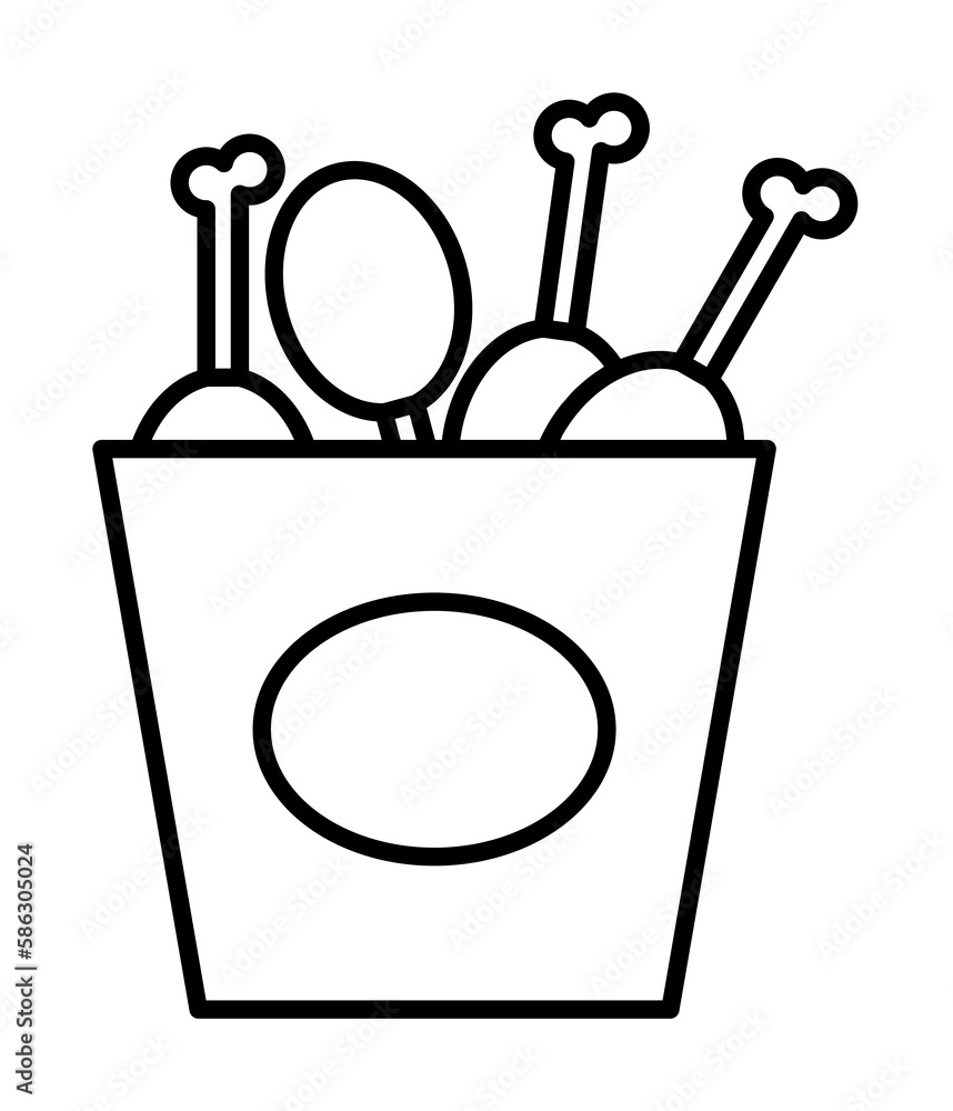 Poster fried chicken legs icon. element of fast food for mobile concept and web apps icon. thin line icon f