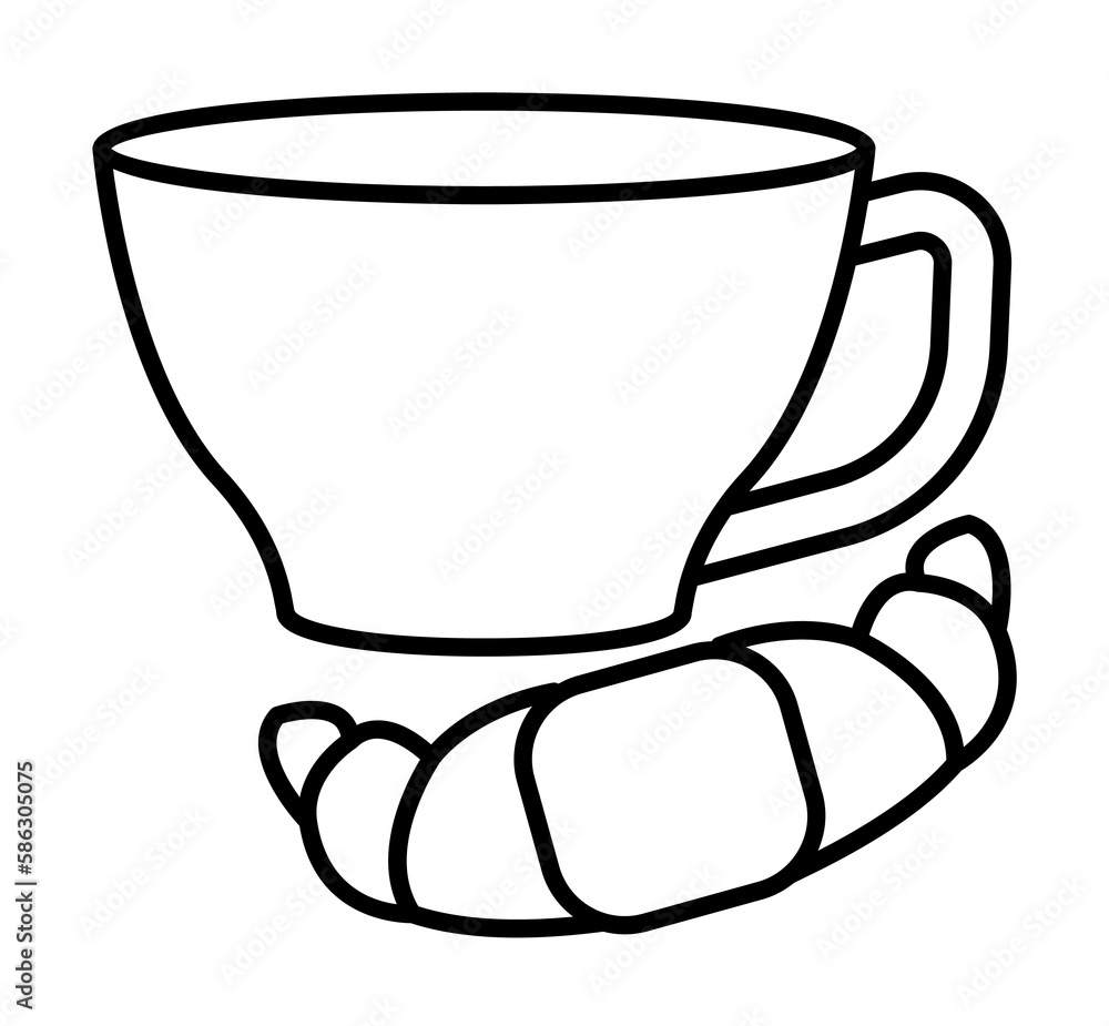 Poster croissants for breakfast icon. element of fast food for mobile concept and web apps icon. thin line 