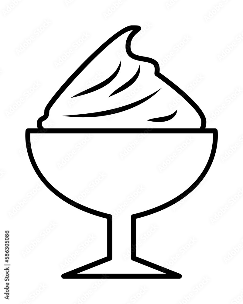 Poster ice-cream in glass icon. element of fast food for mobile concept and web apps icon. thin line icon f