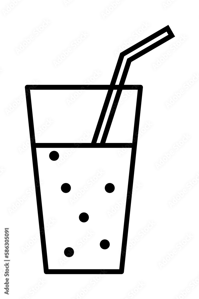 Poster carbonated juice in glass icon. element of fast food for mobile concept and web apps icon. thin line