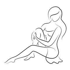 Silhouette of a woman in a modern continuous line style. The girl is slim and beautiful. Lady suitable for aesthetic decor, posters, stickers, logo. Vector illustration