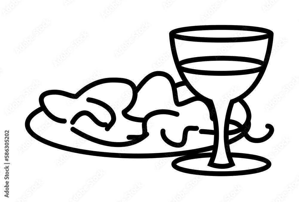 Poster salad with glass of wine icon. element of fast food for mobile concept and web apps icon. thin line 