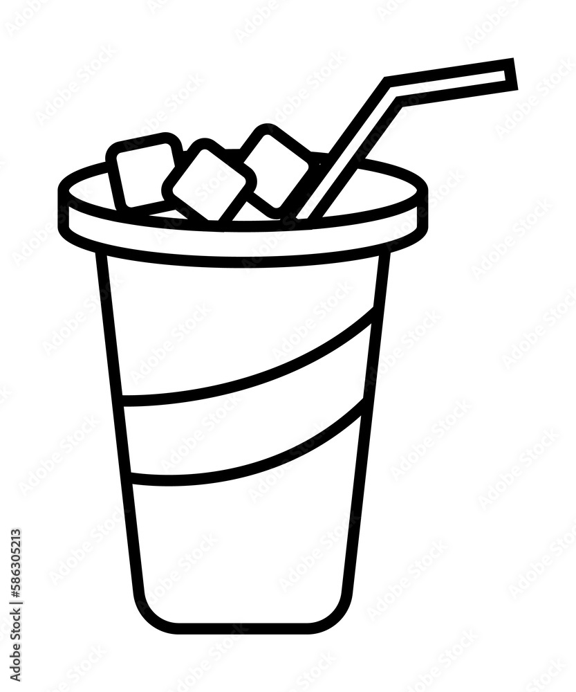 Poster iced juice in glass icon. element of fast food for mobile concept and web apps icon. thin line icon 