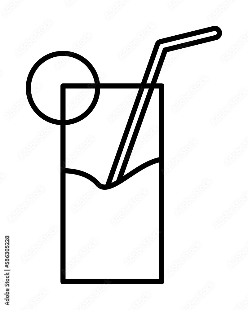 Aufkleber juice with straw icon. element of fast food for mobile concept and web apps icon. thin line icon for
