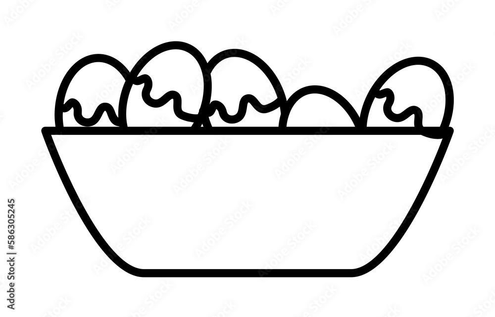 Poster boiled eggs in plate icon. element of fast food for mobile concept and web apps icon. thin line icon