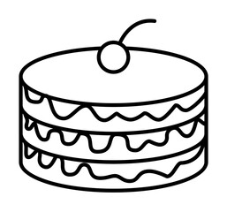cake with cherry icon. Element of fast food for mobile concept and web apps icon. Thin line icon for website design and development, app development