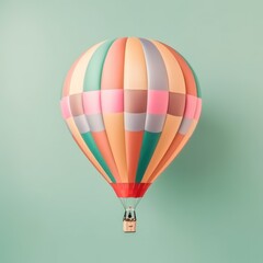 Naklejka premium Colorful hot air balloon in pastel background. Travel and adventure concept symbolizing freedom and excitement. Generative AI