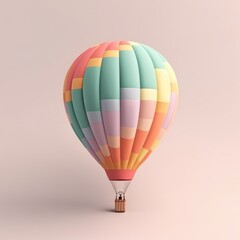 Naklejka premium Colorful hot air balloon in pastel background. Travel and adventure concept symbolizing freedom and excitement. Generative AI