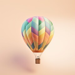 Fototapeta premium Colorful hot air balloon in pastel background. Travel and adventure concept symbolizing freedom and excitement. Generative AI