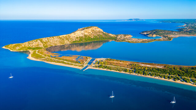 Aerial view of Limni Divari lagoon in Greece