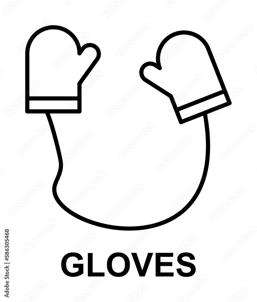 Poster mittens icon. element of women accessories with names icon for mobile concept and web apps. thin lin