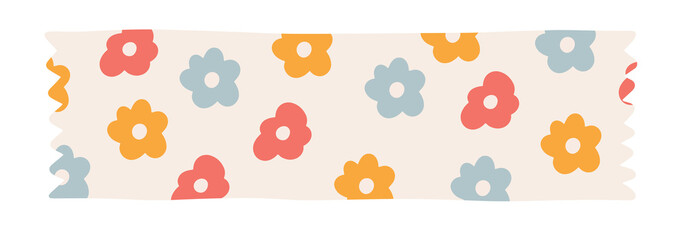 Pieces of Colorful scrapbook Washi Tape strip, label tag, decorative scotch. Printable Stickers with Flowers for planner or journal