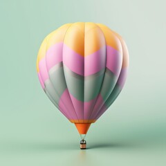 Fototapeta premium Colorful hot air balloon in pastel background. Travel and adventure concept symbolizing freedom and excitement. Generative AI