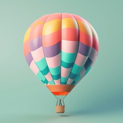 Fototapeta premium Colorful hot air balloon in pastel background. Travel and adventure concept symbolizing freedom and excitement. Generative AI