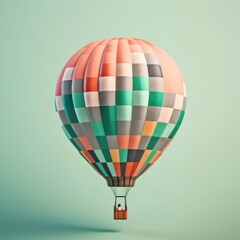 Fototapeta premium Colorful hot air balloon in pastel background. Travel and adventure concept symbolizing freedom and excitement. Generative AI