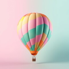 Fototapeta premium Colorful hot air balloon in pastel background. Travel and adventure concept symbolizing freedom and excitement. Generative AI