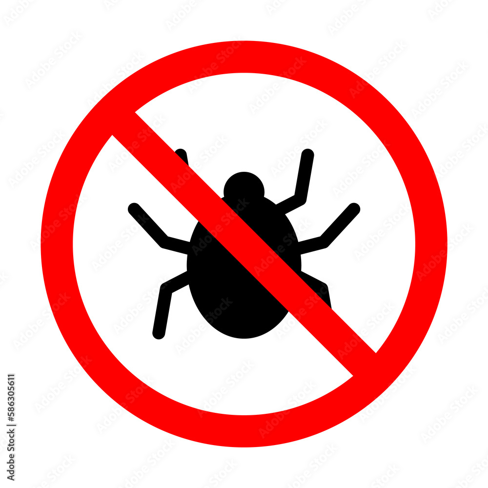 Poster bug forbidden icon. element of ptohibited sign for mobile concept and web apps. sign of bug forbidde