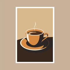 Cup of coffee vector illustration in flat style. art print poster design