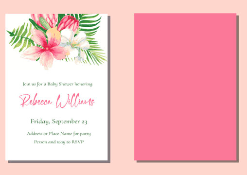 Tropical Flowers Floral Baby Shower Invitation | Birthday Invite, Bridal Shower, Thank You Cards, Welcome Signs And Other For A Party