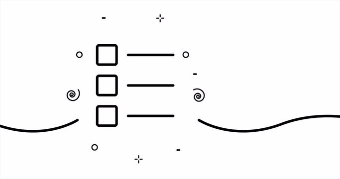 Bulleted list for everyday questions. List concept. One line drawing animation. Motion design. Animated technology logo. Video 4K.