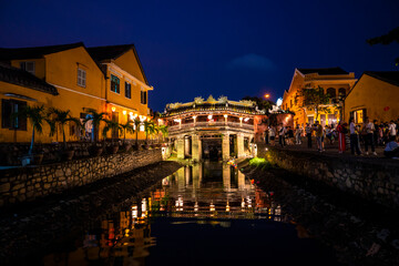 Fototapeta na wymiar Japanese Bridge, a landmark of Hoi An, Vietnam Unesco World Heritage Site.
