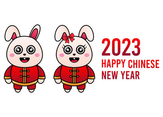 2023 Chinese new year. 2 Cute rabbit